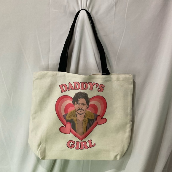**SALE** Handmade Canvas Tote Bag, Daddy’s Girl, 15” X 18” X 5” Large Capacity - Picture 1 of 4